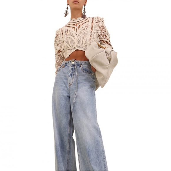 Zimmermann Illuminate Cornelli Bodice Crochet Lace Long Sleeve Crop Top 0 XS - Picture 7 of 8